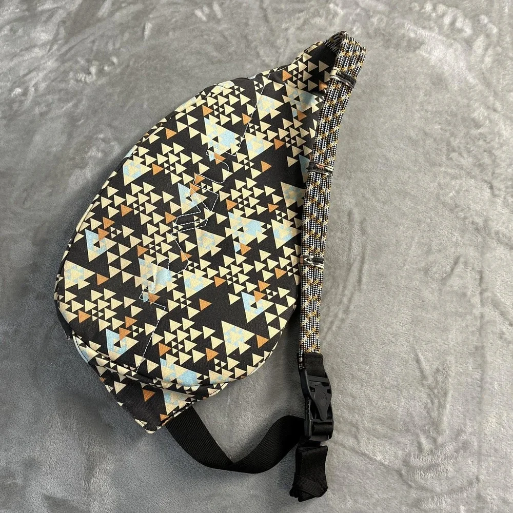 KAVU Rope Bag Sling Backpack Multicolor Geometric Canvas Women OS Daypack Travel